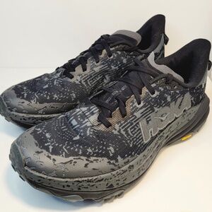 HOKA Shoes Mens 12D Black Gray Graphic Gore-Tex Waterproof Road Running Goretex